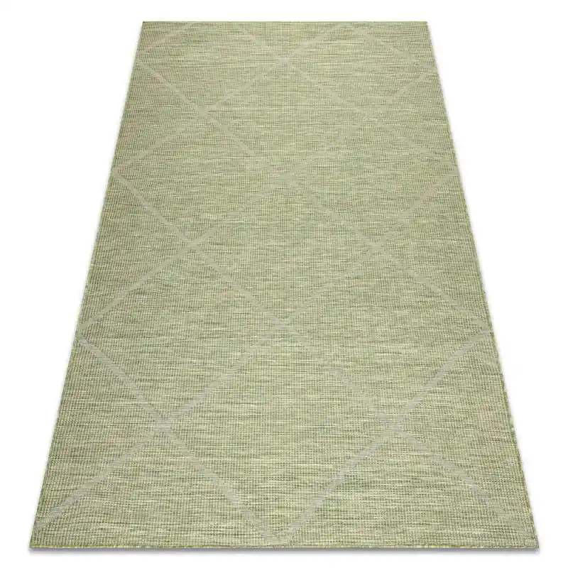 Tappeto SISAL PATIO diamanti tessuto piatto verde / beige A Buon Prezzo