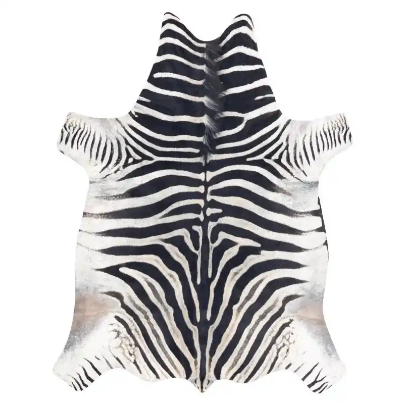 Tappeto Imitazione pelle di bovino, Zebra -1 pelle nera bianca Di Tendenza