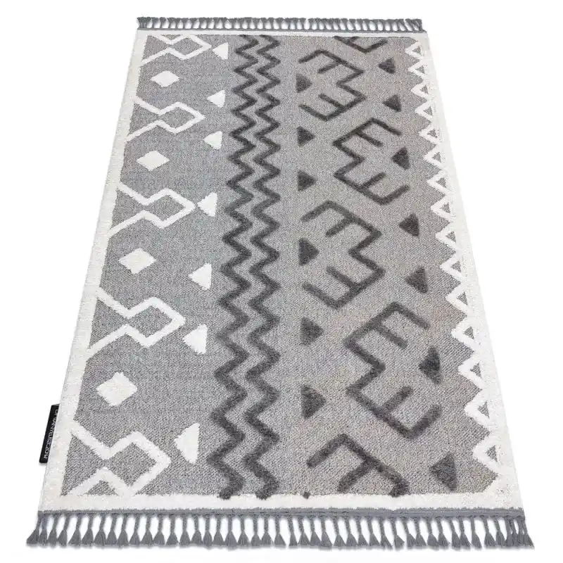 Compra Online Tappeto MAROC Azteco Etnico grigio Frange berbero marocchino shaggy