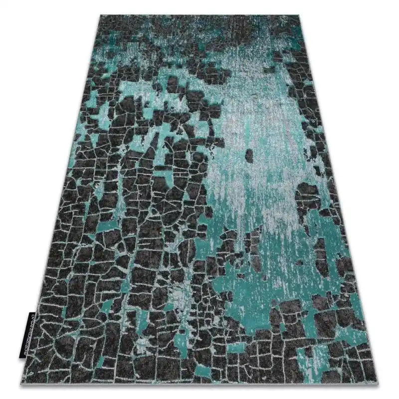 Tappeto DE LUXE moderno vintage - Structural verde / antracite Offerta Del Giorno