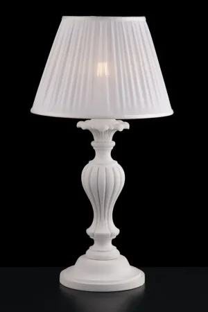 A Buon Prezzo Lampada da tavolo in legno classica con paralume in plisse bianco - 60W - IP20