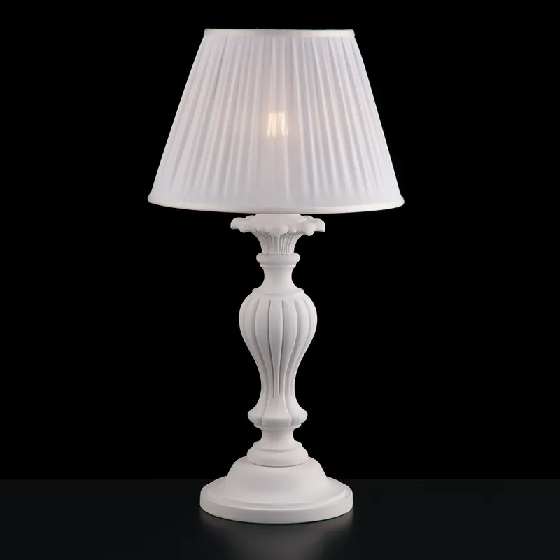 A Buon Prezzo Lampada da tavolo in legno classica con paralume in plisse bianco - 60W - IP20