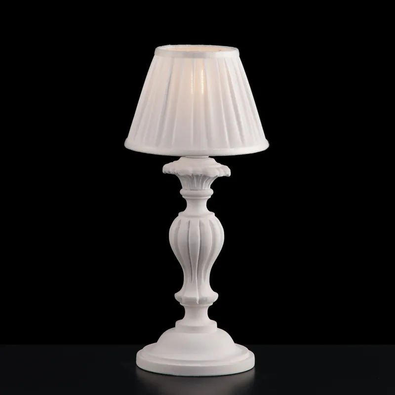 A Buon Prezzo Abatjour in legno e pasta di legno 1 luce e paralume in plisse bianco - 40W - IP20