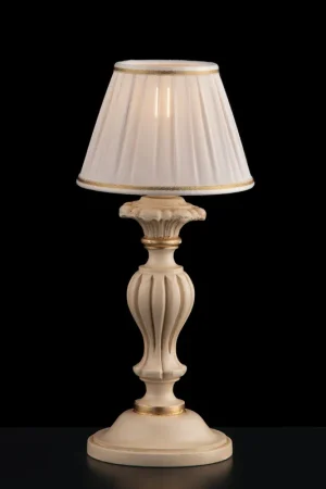 Abatjour in legno e pasta di legno 1 luce e paralume in plisse bianco - 40W - IP20 Offerta Speciale