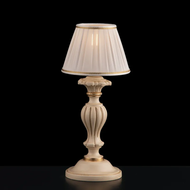 Abatjour in legno e pasta di legno 1 luce e paralume in plisse bianco - 40W - IP20 Offerta Speciale