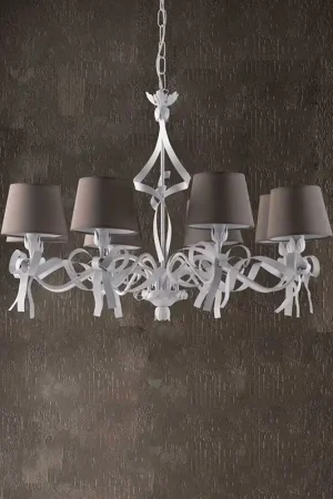 Quantità Limitata Lampadario moderno in metallo con decorazione shabby 8 luci con paralumi in pvc - 42W - IP20