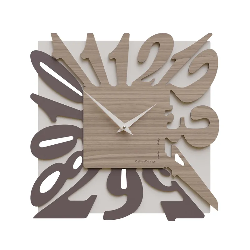 Spedizione Espresso Orologio da parete moderno in legno quadrato con numeri design particolare