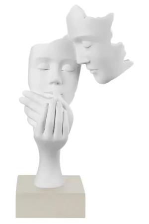Ultime Pezzi Scultura da tavolo moderna con visi di innamorati con base colorata