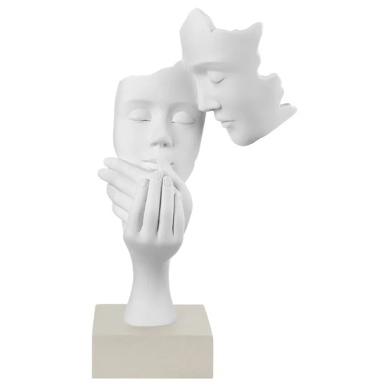 Ultime Pezzi Scultura da tavolo moderna con visi di innamorati con base colorata