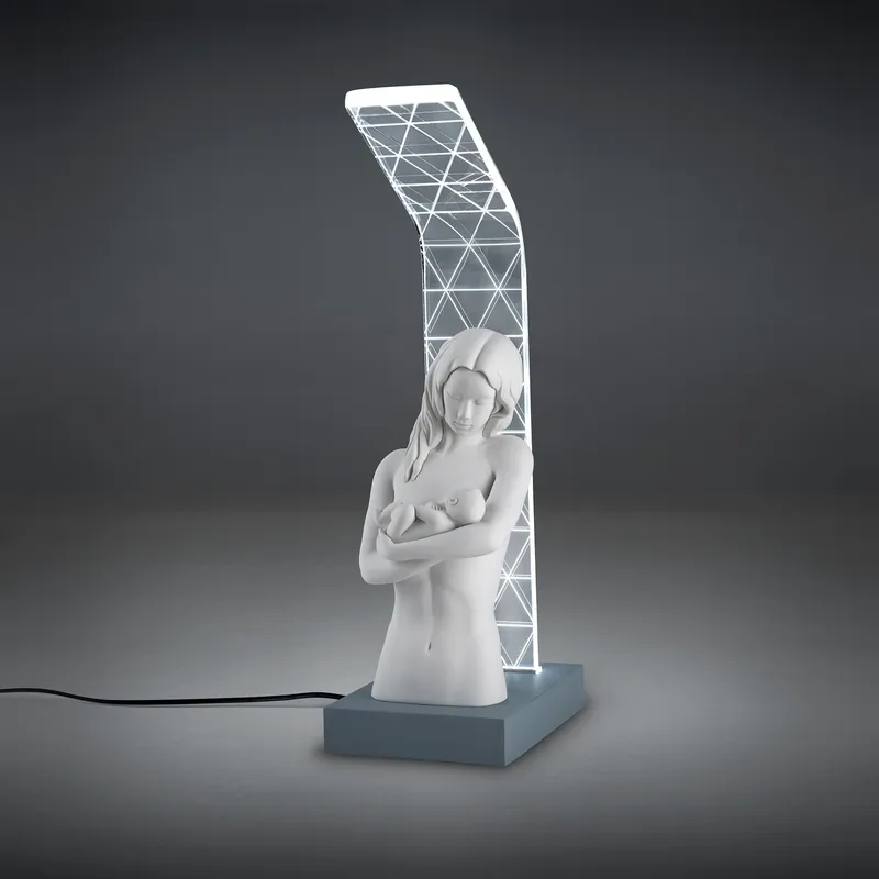 Abat jour moderna a LED con scultura abbraccio di mamma - 4000k Luce Naturale Subito Disponibile