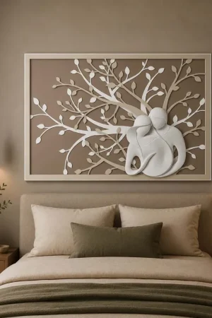 Acquista Ora Capoletto moderno di design con albero della vita in legno e la sacra famiglia