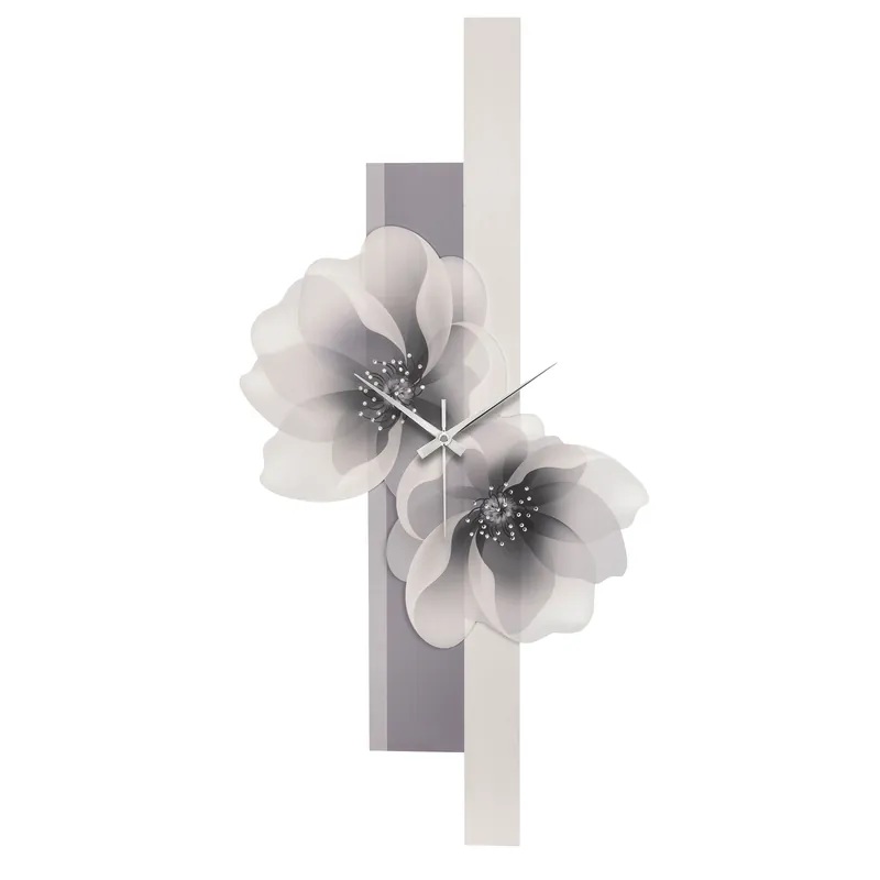 Orologio da parete moderno in legno verticale con decorazione floreale Compra Online
