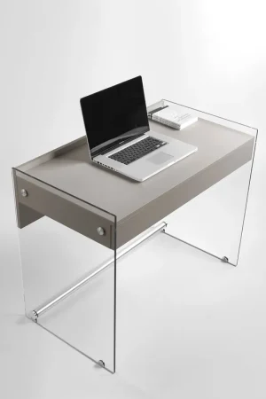 Di Tendenza Scrivania con struttura in vetro top e cassetto in legno