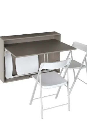 Nuova Collezione Scrivania da parete salvaspazio con Set 3pz sedie Zeta inserite internamente