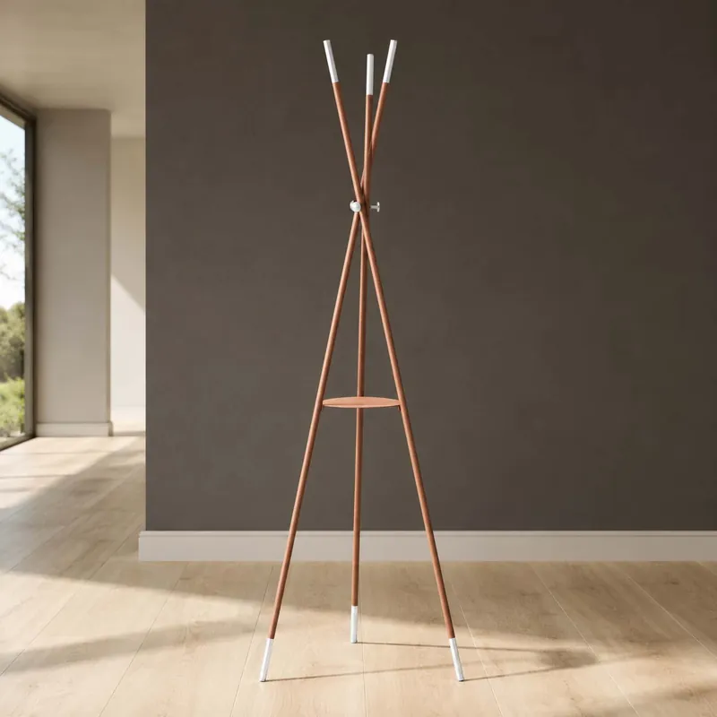 Attaccapanni da terra elegante per ingresso con struttura treppiede in acciciao Professionale