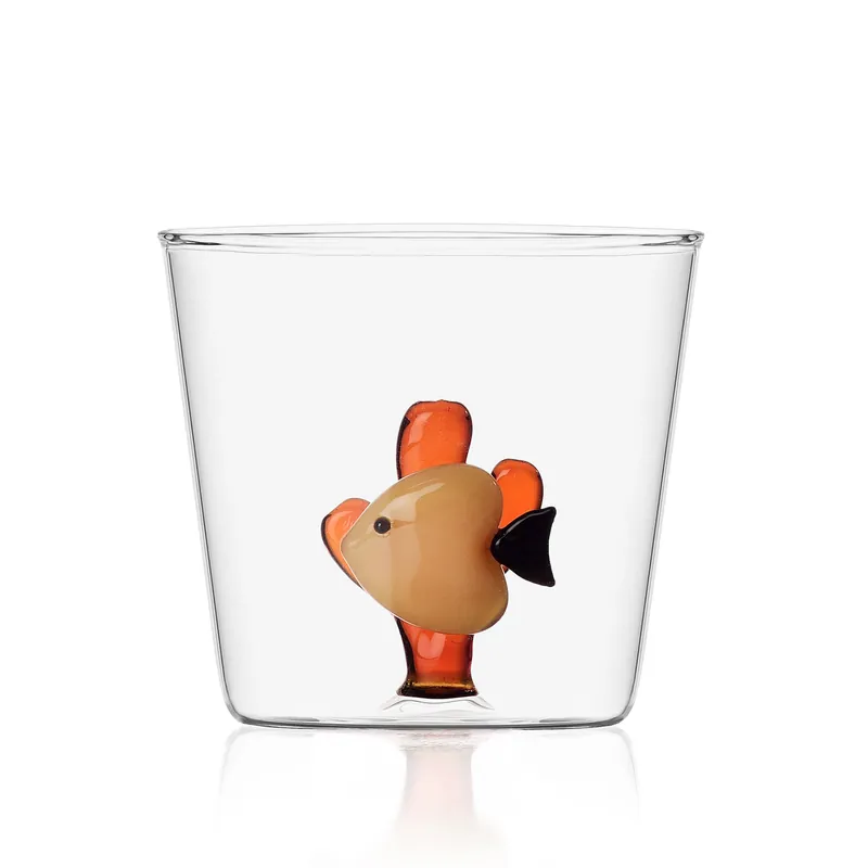Bicchiere in vetro per aperitivi con pesciolino all‘interno Professionale