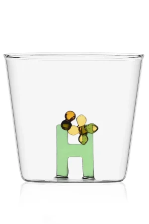 Subito Disponibile Ichendorf Bicchiere in vetro tumbler con alfabeto fiorito lettera "H"