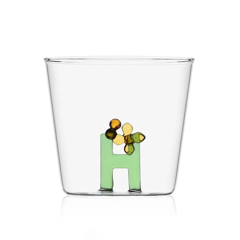 Subito Disponibile Ichendorf Bicchiere in vetro tumbler con alfabeto fiorito lettera "H"