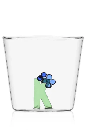 Solo Oggi Ichendorf Bicchiere in vetro tumbler con alfabeto fiorito lettera "K"