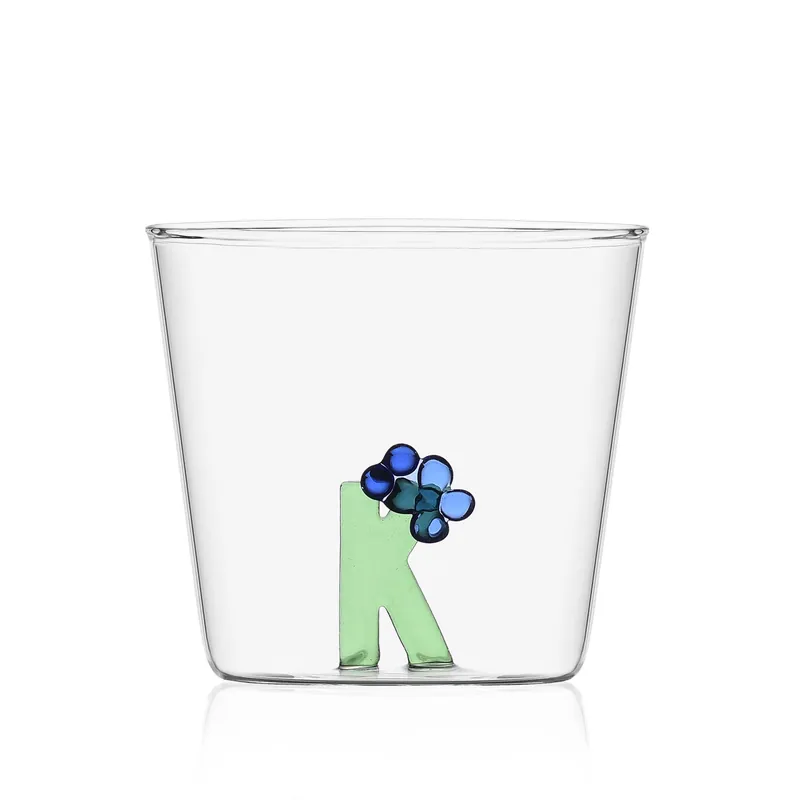Solo Oggi Ichendorf Bicchiere in vetro tumbler con alfabeto fiorito lettera "K"