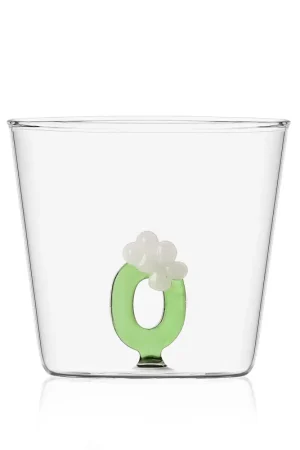 Nuovo Arrivo Bicchiere in vetro tumbler con alfabeto fiorito lettera "O"