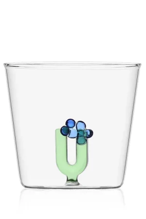 Solo Oggi Bicchiere in vetro tumbler con alfabeto fiorito lettera "U"