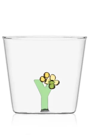 Consegna Rapida Bicchiere in vetro tumbler con alfabeto fiorito lettera "Y"