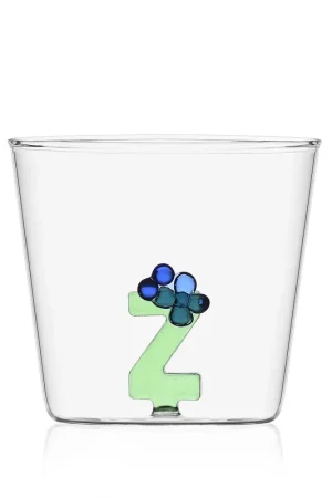 Acquista Ora Bicchiere in vetro tumbler con alfabeto fiorito lettera "Z"