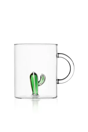 Mug in vetro con catus Offerta Lampo