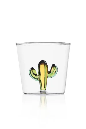 Ordina Subito Bicchiere in vetro tumbler con cactus interno in vetro