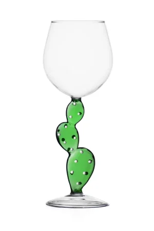 Calice per vino in vetro con decorazione interna cactus Esclusivo