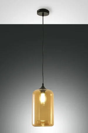 Acquista Ora Lampada a sospensione con struttura in metallo e diffusore in vetro soffiato - 60W - IP20