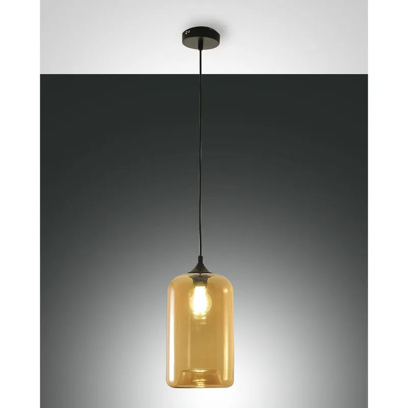 Acquista Ora Lampada a sospensione con struttura in metallo e diffusore in vetro soffiato - 60W - IP20