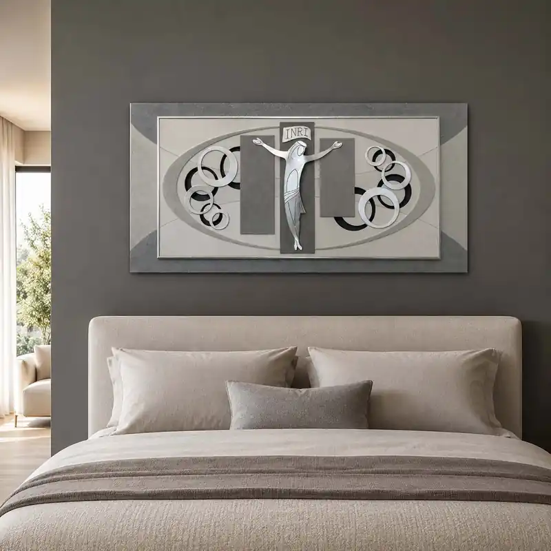Solo Oggi Quadro per camera da letto con crocifisso in stile moderno 120x60