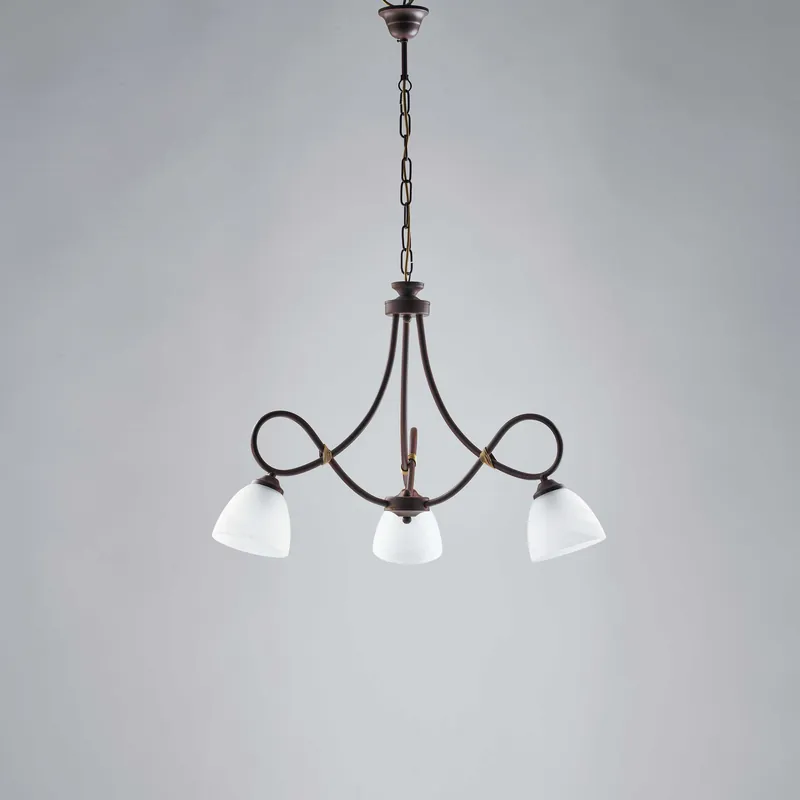 Ultime Pezzi Lampadario piccolo con paralumi in vetro e struttura in metallo - 40W - IP20