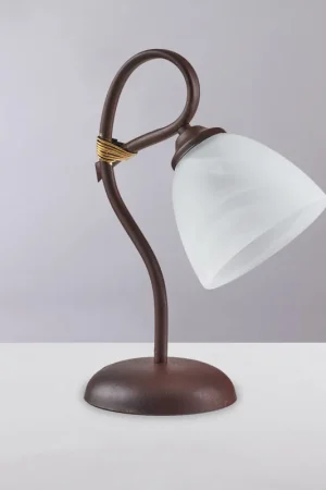 Super Prezzo Lampada da comodino classica con struttura in metallo e paralumi in vetro - 40W - IP20