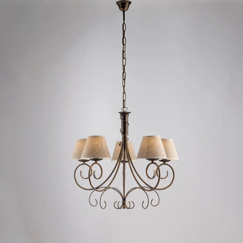 Popolare Lampadario grande dalle linee classiche con paralumi in tessuto - 40W - IP20