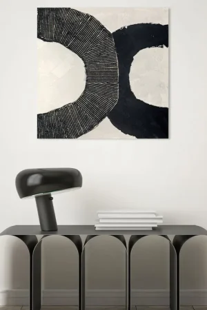 Prezzo Di Fabbrica Dipinto astratto realizzato a mano olio su tela di cotone "Black circles" 80x80