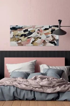 Spedito Oggi Quadro moderno astratto dipinto a mano su tela "Pensieri e colori" 140x70