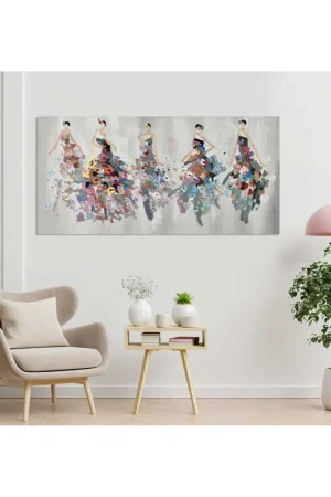 Ultime Pezzi Quadro contemporaneo astratto dipinto a mano "Sfilata di Primavera" 140x70