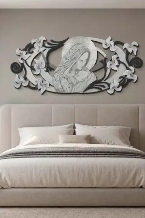 Capezzale in legno la maternità in rilievo e dettagli in foglia argento 155x65 Offerta Speciale