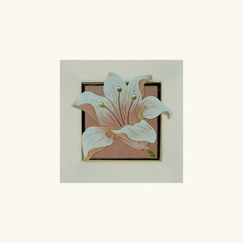 Offerta Del Giorno Quadretto materico in legno a tema in rilievo floreale foglia oro 35x35