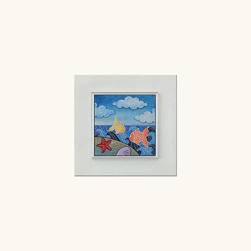 Quadretto moderno con tema Estate materico con colori fluorescenti 35x35 Prezzo Di Fabbrica