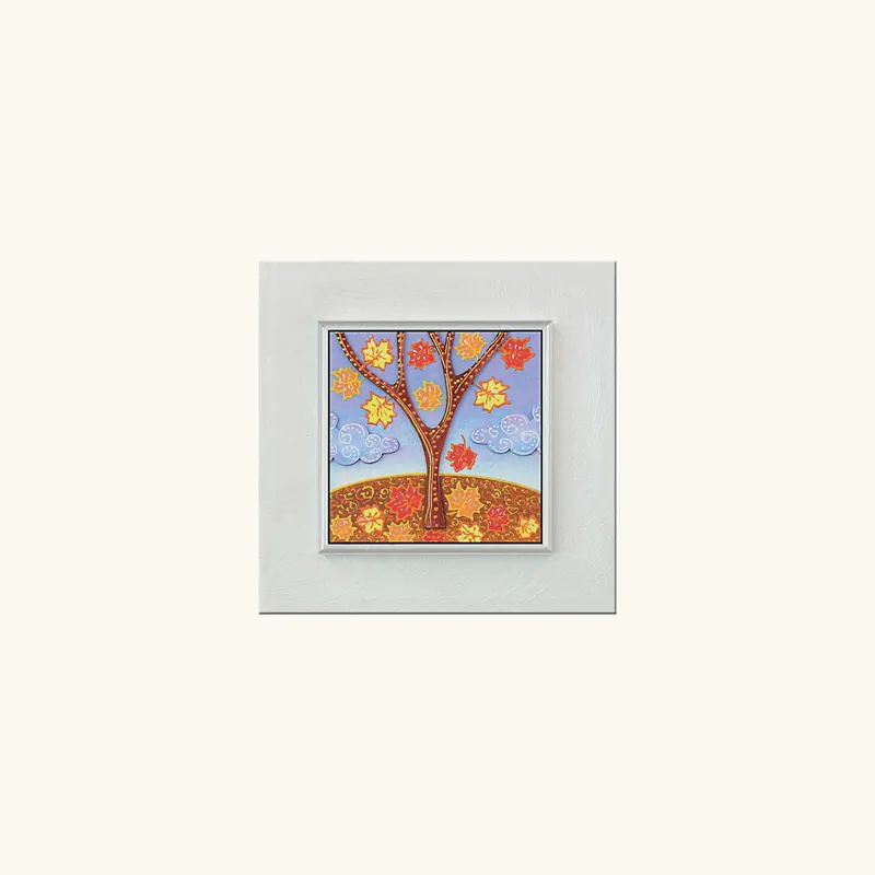Quadretto con tema Autunno stile materico con colori fluorescenti moderno 35x35 Professionale
