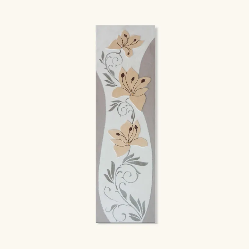 Super Prezzo Quadro moderno verticale con decoro materico a fiori in rilievo 140x40