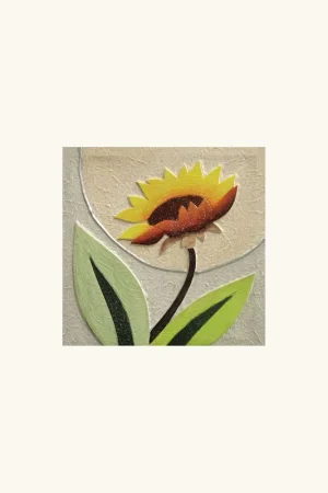 Acquista Ora Quadretto in rilievo con tema floreale decoro materico e foglia argento 35x35