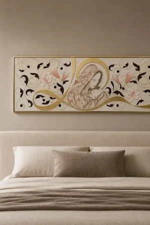Capezzale moderno con decori in rilievo e dettagli foglia oro 155x65 Compra Oggi Stesso