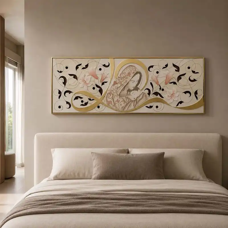 Capezzale moderno con decori in rilievo e dettagli foglia oro 155x65 Compra Oggi Stesso