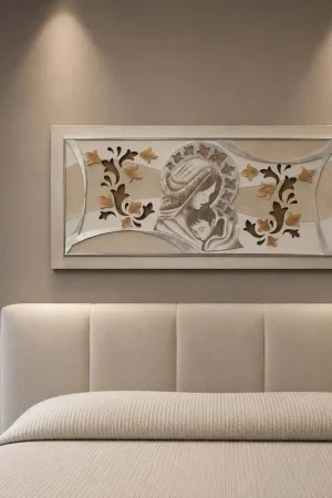 Spedito Oggi Capezzale Maternità in rilievo decori materici e foglia argento 120x60