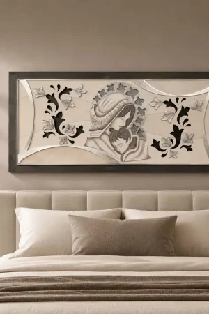 Acquista Ora Capezzale moderno Maternità in rilievo decori materici e foglia argento 120x60